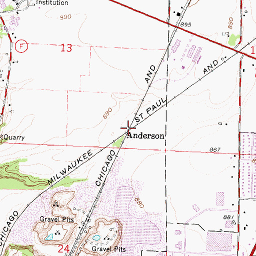 Topographic Map of Anderson, WI