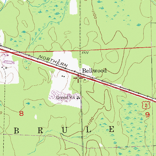 Topographic Map of Bellwood, WI