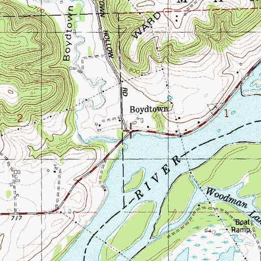 Topographic Map of Boydtown, WI