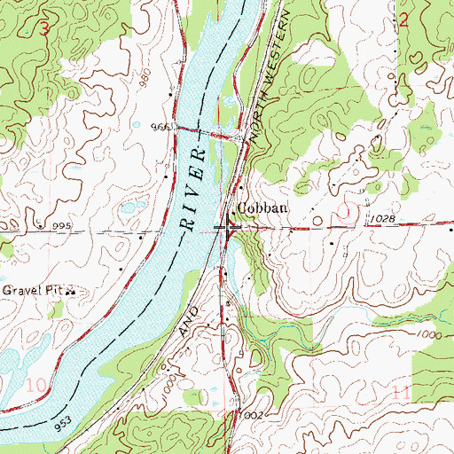 Topographic Map of Cobban, WI