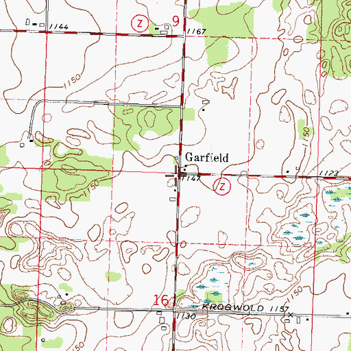 Topographic Map of Garfield, WI