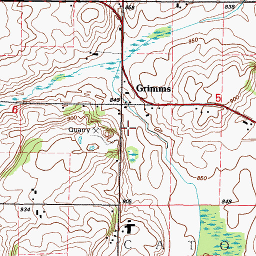 Topographic Map of Grimms, WI