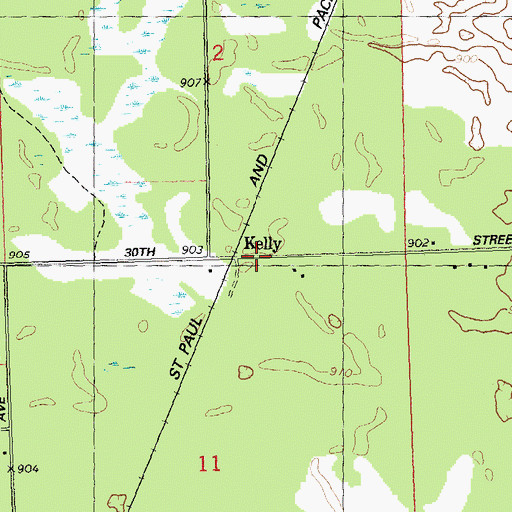 Topographic Map of Kelly, WI