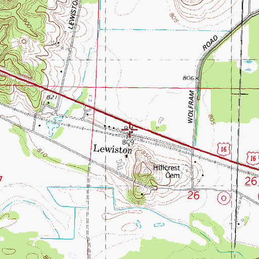 Topographic Map of Lewiston, WI