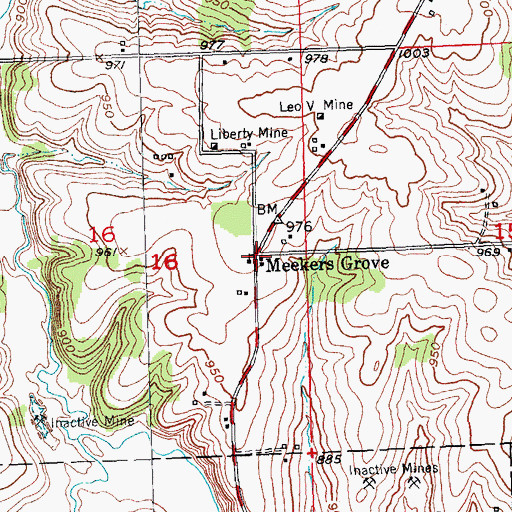 Topographic Map of Meekers Grove, WI