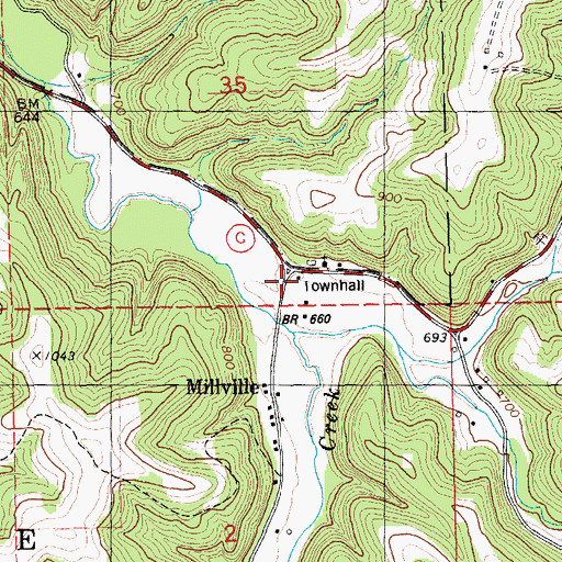 Topographic Map of Millville, WI