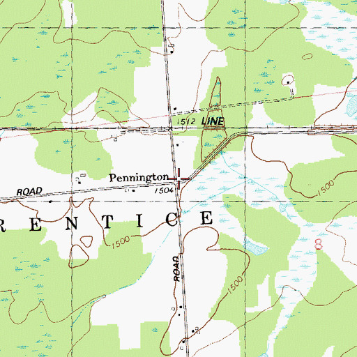 Topographic Map of Pennington, WI
