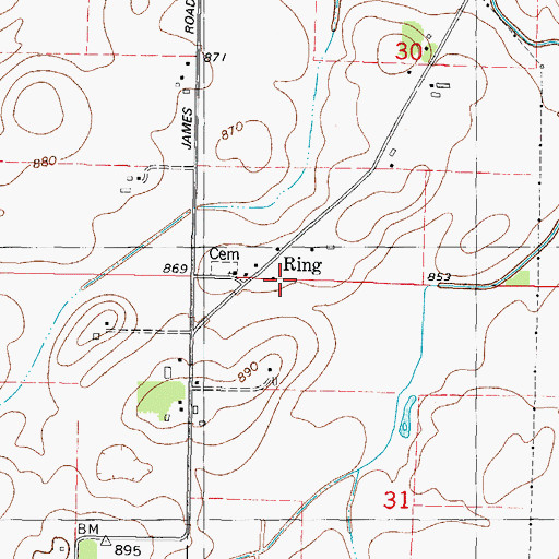 Topographic Map of Ring, WI