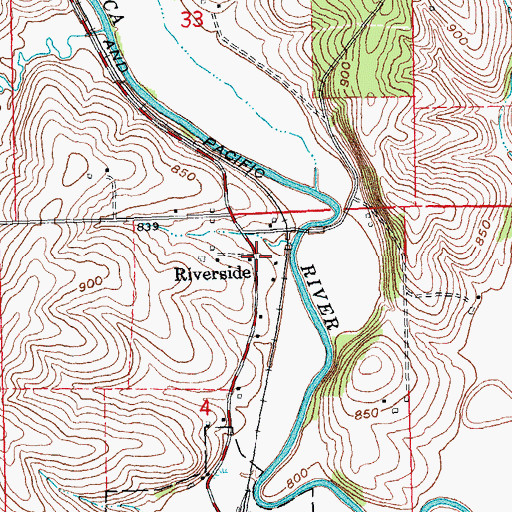 Topographic Map of Riverside, WI