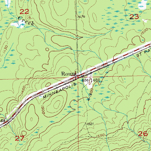 Topographic Map of Rouse, WI