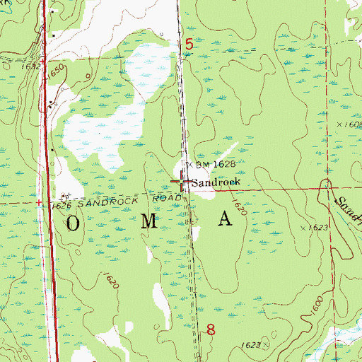 Topographic Map of Sandrock, WI