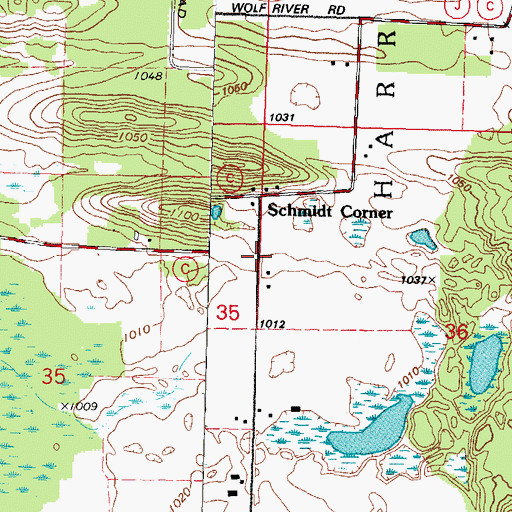 Topographic Map of Schmidt Corner, WI