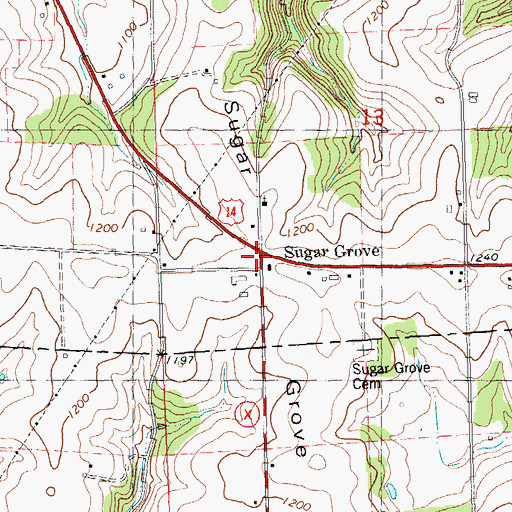 Topographic Map of Sugar Grove, WI
