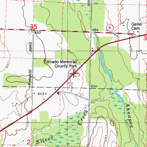 Topographic Map of Tornado Memorial County Park, WI