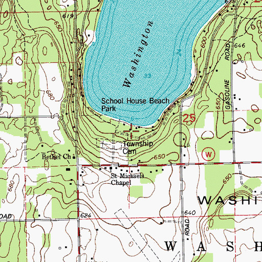 Topographic Map of School House Beach Park, WI