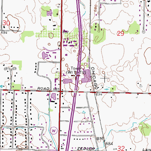 Topographic Map of WITI, WI