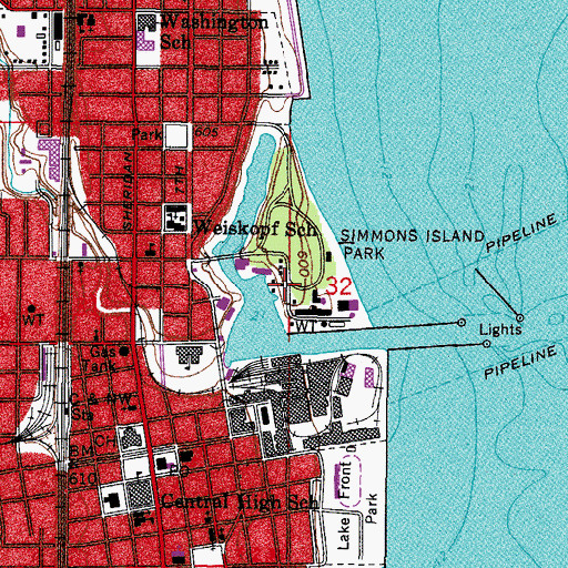 Topographic Map of Kenosha Yacht Club, WI