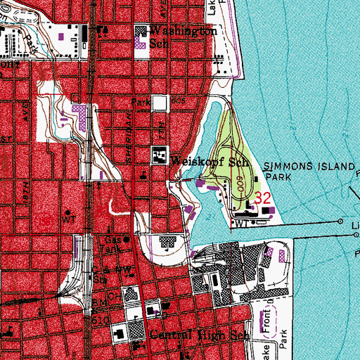 Topographic Map of Villa Marina Docks, WI