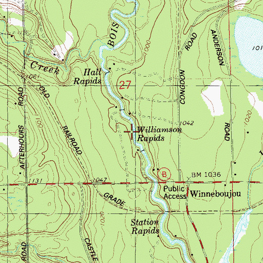 Topographic Map of Williamson Rapids, WI