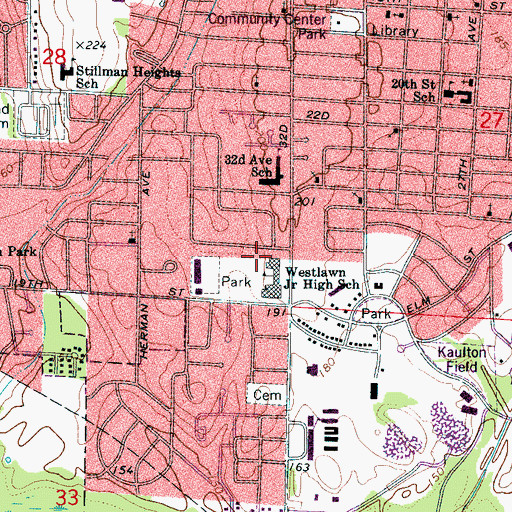Topographic Map of McKenzie Courts, AL