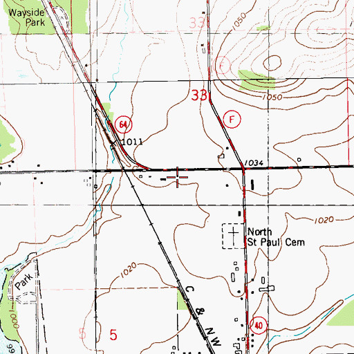 Topographic Map of Mile Corner School (historical), WI