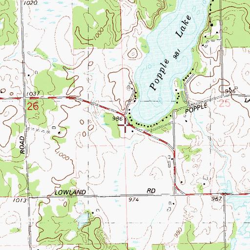 Topographic Map of Popple Lake School (historical), WI