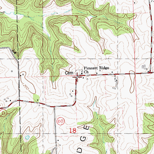 Topographic Map of Pleasant Ridge Church, WI