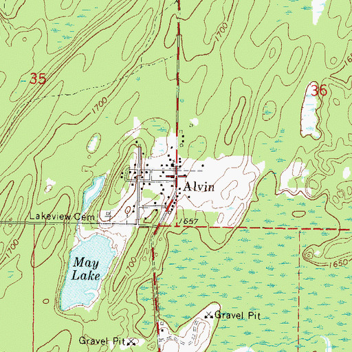 Topographic Map of Alvin, WI