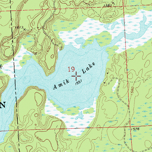 Topographic Map of Amik Lake, WI