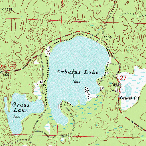 Topographic Map of Arbutus Lake, WI