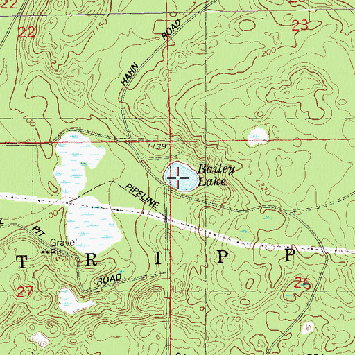 Topographic Map of Bailey Lake, WI