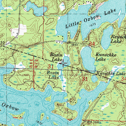Topographic Map of Basin Lake, MI