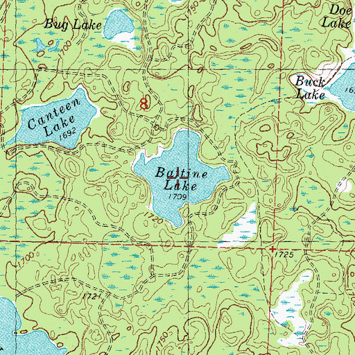 Topographic Map of Battine Lake, WI