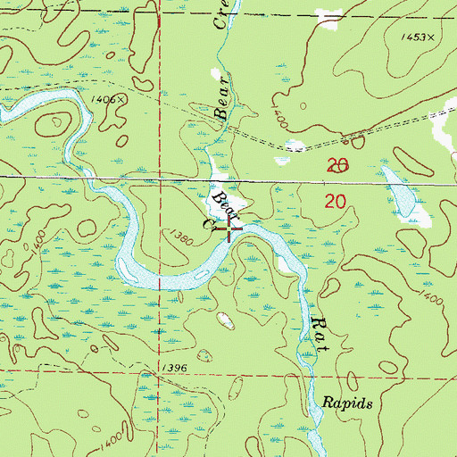 Topographic Map of Bear Creek, WI