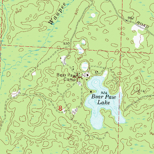 Topographic Map of Bear Paw Camp, WI