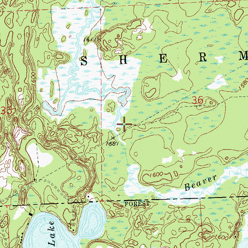 Topographic Map of Beaver Creek, WI