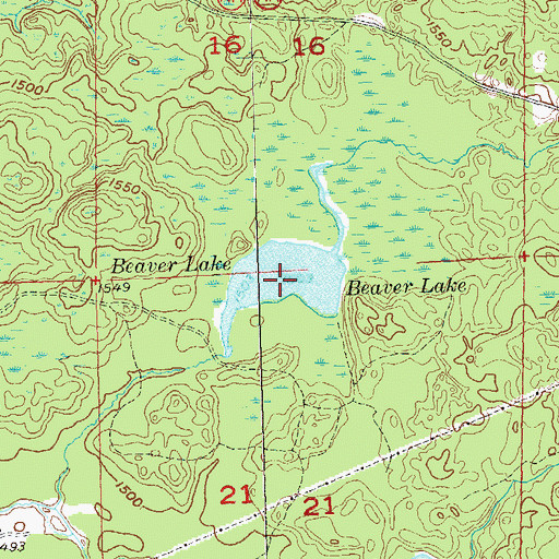 Topographic Map of Beaver Lake, WI