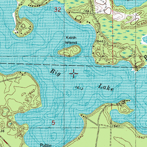 Topographic Map of Big Lake, WI