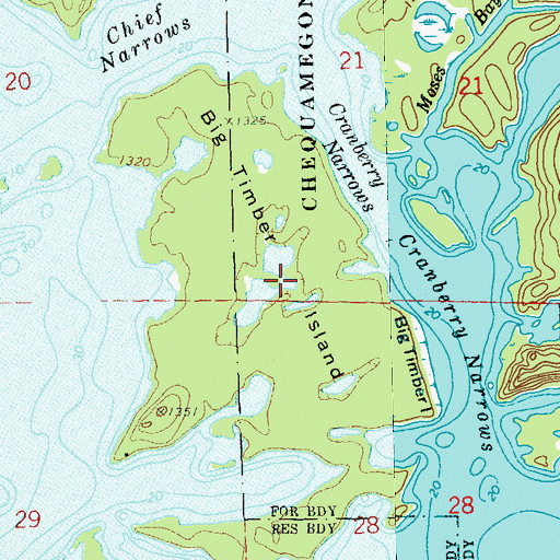 Topographic Map of Big Timber Island, WI