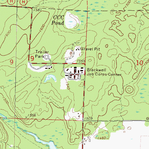 Topographic Map of Blackwell Job Corps Center, WI