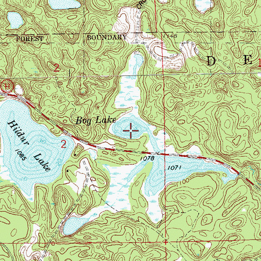 Topographic Map of Bog Lake, WI