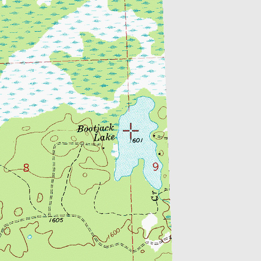 Topographic Map of Bootjack Lake, WI