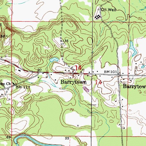 Topographic Map of Barrytown, AL