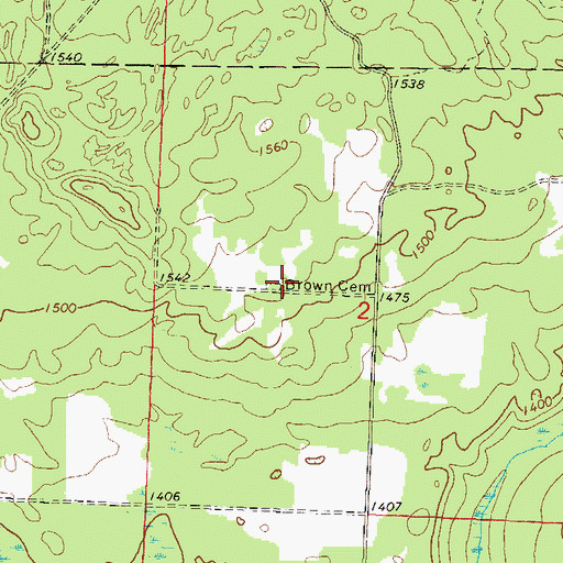 Topographic Map of Brown Cemetery, WI