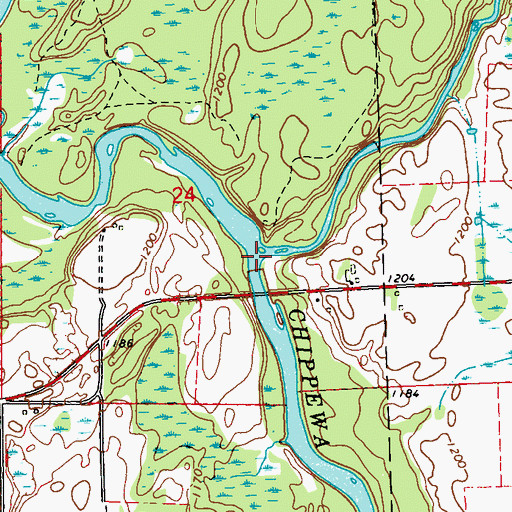Topographic Map of Brunet River, WI