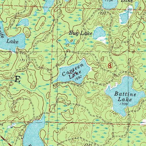 Topographic Map of Canteen Lake, WI