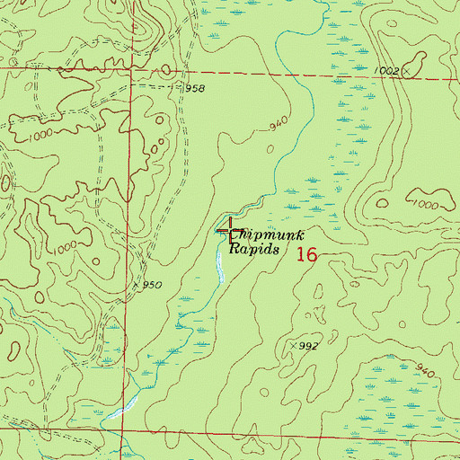 Topographic Map of Chipmunk Rapids, WI