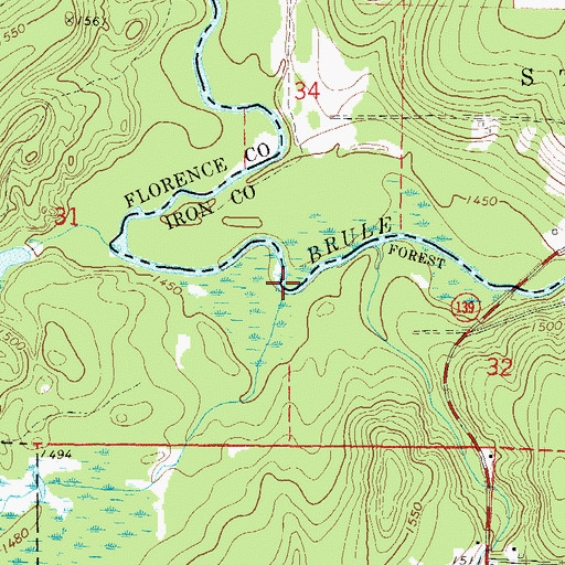 Topographic Map of Chuks Creek, WI