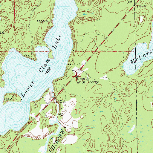 Topographic Map of Church of Saint George, WI