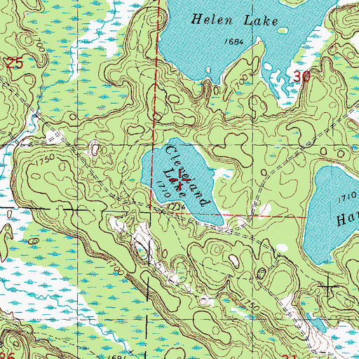 Topographic Map of Cleveland Lake, WI